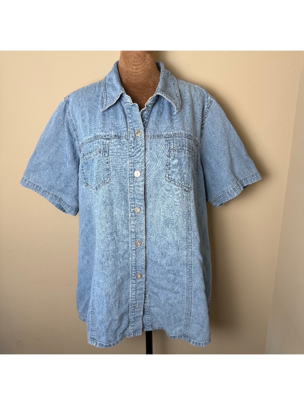 Venezia Jeans Denim Button Down Shirt Women 18 20 Top Blouse 90s Western Cowgirl